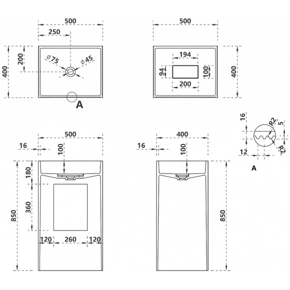 Раковина Abber Stein 50 AS2503-H Белая матовая Раковина Abber Stein 50 AS2503-H Белая матовая