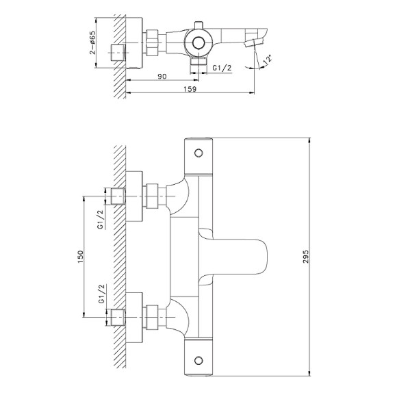 Смеситель для ванны Raiber Graceful RP-008 с термостатом Хром Смеситель для ванны Raiber Graceful RP-008 с термостатом Хром