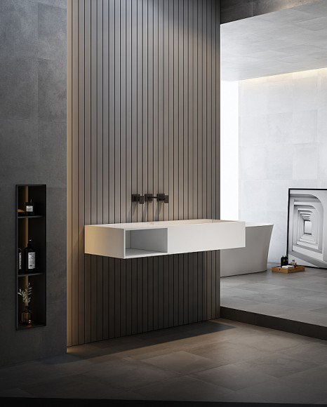 Раковина Abber Stein 120 L AS2640-1.2 L Белая матовая Раковина Abber Stein 120 L AS2640-1.2 L Белая матовая