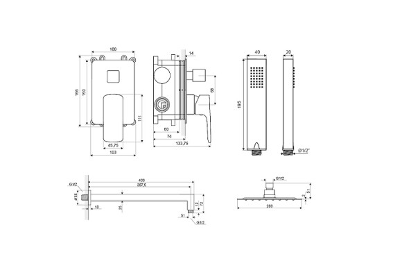 Душевая система Excellent Keria AREX.SET.2045BL Черный матовый Душевая система Excellent Keria AREX.SET.2045BL Черный матовый