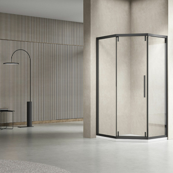 Душевой уголок Vincea Show 100x100 VSP1-4SH100CLB профиль Черный стекло прозрачное