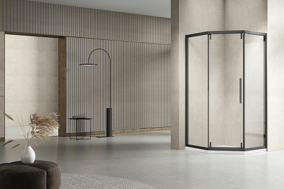 Душевой уголок Vincea Show 100x100 VSP1-4SH100CLB профиль Черный стекло прозрачное