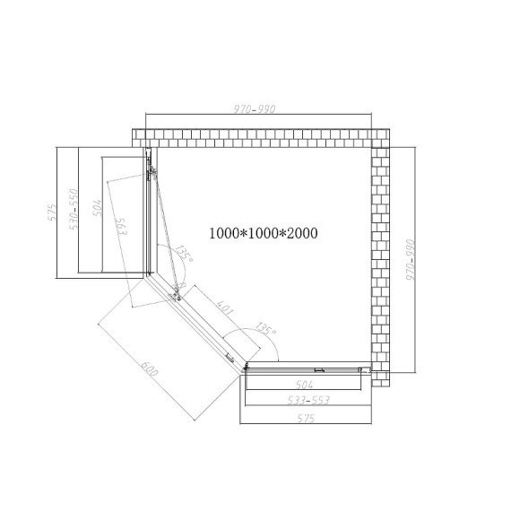 Душевой уголок Vincea Show 100x100 VSP1-4SH100CLB профиль Черный стекло прозрачное