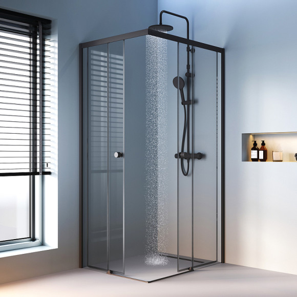 Душевой уголок AM.PM X-Joy 100х80 W94G-403-10080-BТ профиль Черный матовый стекло прозрачное Душевой уголок AM.PM X-Joy 100х80 W94G-403-10080-BТ профиль Черный матовый стекло прозрачное