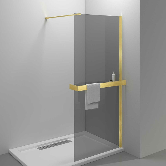 Душевая перегородка Vincea Walk-In HR 80 L VSW-4HR800CGG профиль Брашированное золото стекло тонированное Душевая перегородка Vincea Walk-In HR 80 L VSW-4HR800CGG профиль Брашированное золото стекло тонированное