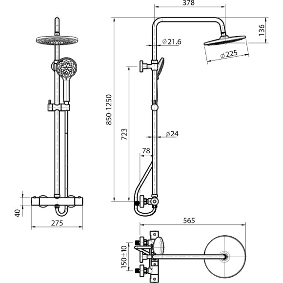 Душевая система Koller Pool Round RNST002 с термостатом Хром Душевая система Koller Pool Round RNST002 с термостатом Хром