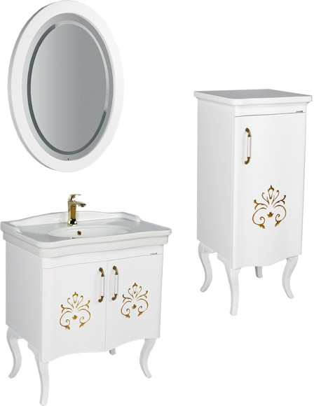 Тумба Creavit Antik 50 AN2115.02.BB Белая с декором Тумба Creavit Antik 50 AN2115.02.BB Белая с декором