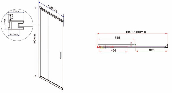 Душевой уголок Vincea Garda 110х100 VSS-1G1011CH профиль Хром стекло шиншилла