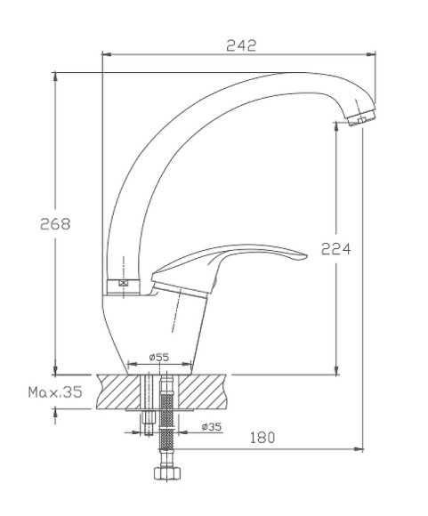 Смеситель для кухни Haiba HB4121-5 Сатин Смеситель для кухни Haiba HB4121-5 Сатин