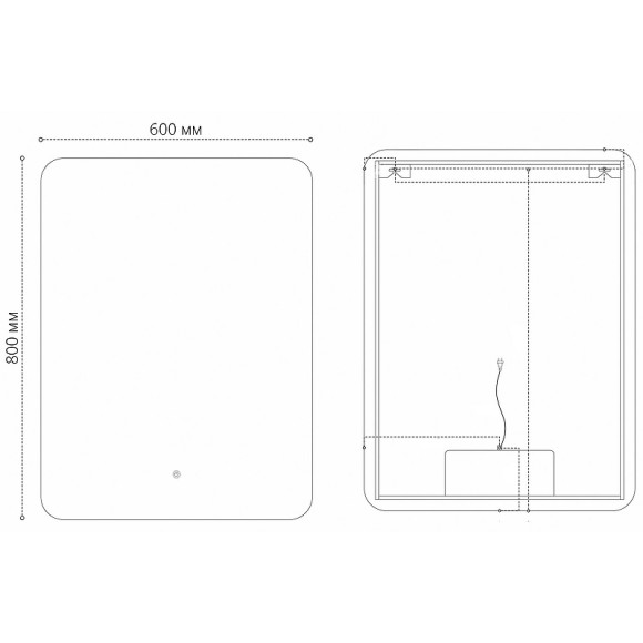 Зеркало Grossman Elegans-норма 60 176080 с подсветкой с сенсорным выключателем и подогревом