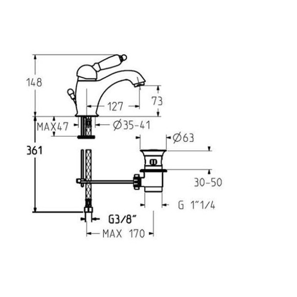 Смеситель для раковины Gattoni Orta 2746/27V0 OLD Бронза Смеситель для раковины Gattoni Orta 2746/27V0 OLD Бронза