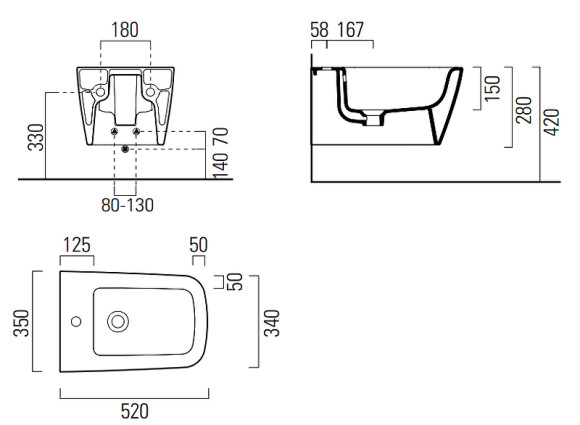 Биде GSI Nubes 9665111 подвесное Белое