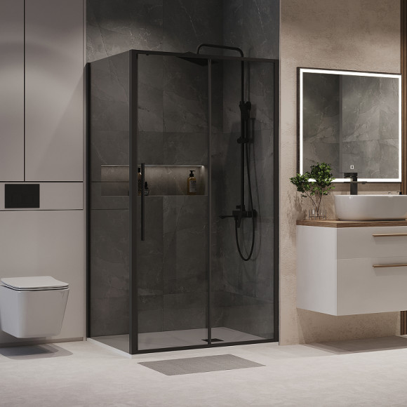 Душевой уголок Niagara Nova 110х90 NG-85-11TB-TB90-34 профиль Черный матовый стекло тонированное Душевой уголок Niagara Nova 110х90 NG-85-11TB-TB90-34 профиль Черный матовый стекло тонированное