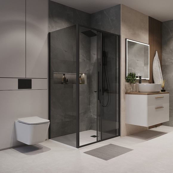 Душевой уголок Niagara Nova 110х90 NG-85-11TB-TB90-34 профиль Черный матовый стекло тонированное Душевой уголок Niagara Nova 110х90 NG-85-11TB-TB90-34 профиль Черный матовый стекло тонированное