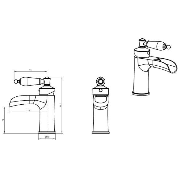Смеситель для раковины Boheme Vogue 211 Золото Смеситель для раковины Boheme Vogue 211 Золото