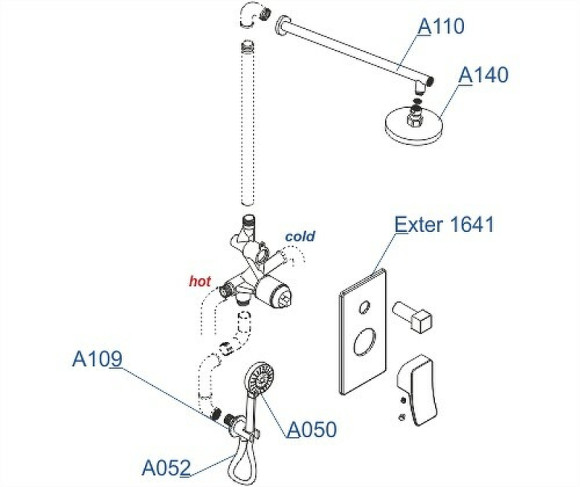 Душевая система WasserKRAFT Exter A16040 Светлая бронза