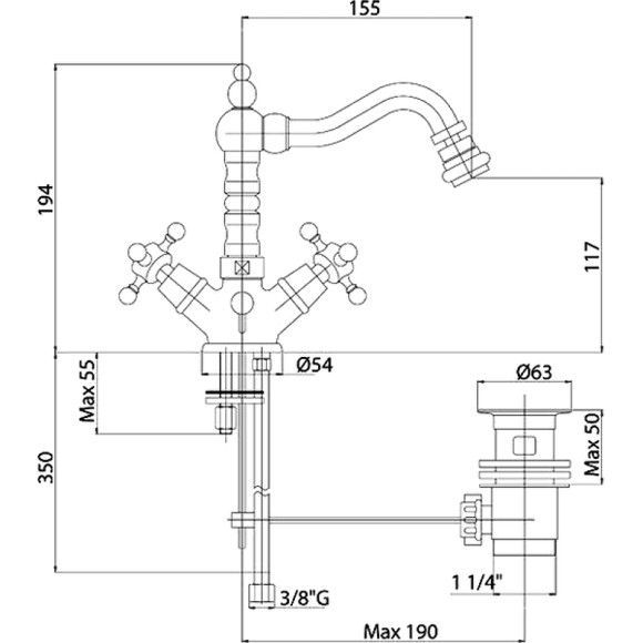 Смеситель для биде Cezares Golf-BS2-02 Бронза