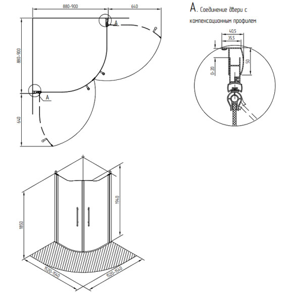 Душевой уголок Migliore Diadema 90x90 20419 профиль Хром стекло матовое с декором