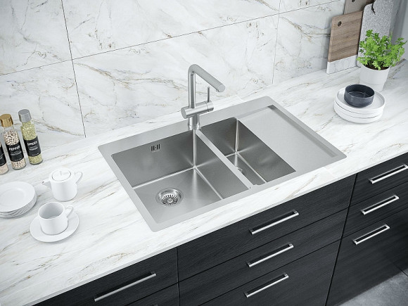 Кухонная мойка Paulmark Kroner 78/2SF PM227851-BSL Брашированная сталь Кухонная мойка Paulmark Kroner 78/2SF PM227851-BSL Брашированная сталь
