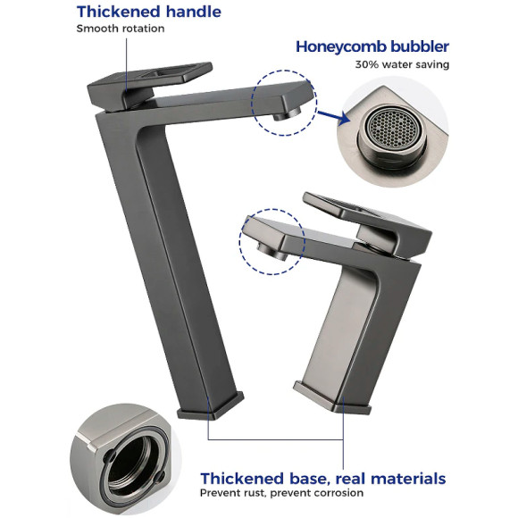 Смеситель для раковины Gappo G17-9 G1017-92 Оружейная сталь