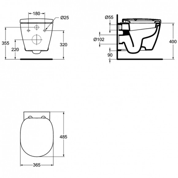 Унитаз Ideal Standard Connect Space E804601 подвесной без сиденья