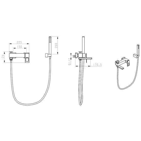 Смеситель для ванны Boheme Q 143-CRB.2 Хром Черный
