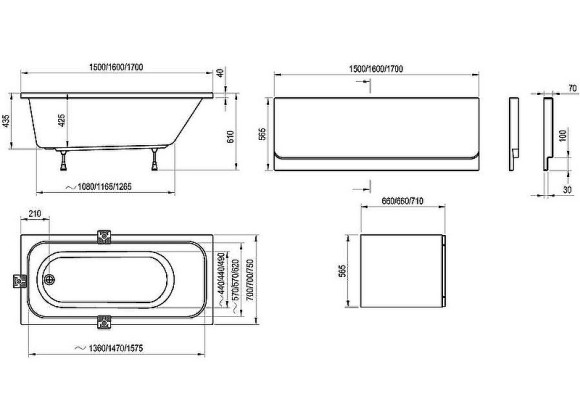 Акриловая ванна Ravak Chrome 170x75 C741000000 без гидромассажа Акриловая ванна Ravak Chrome 170x75 C741000000 без гидромассажа