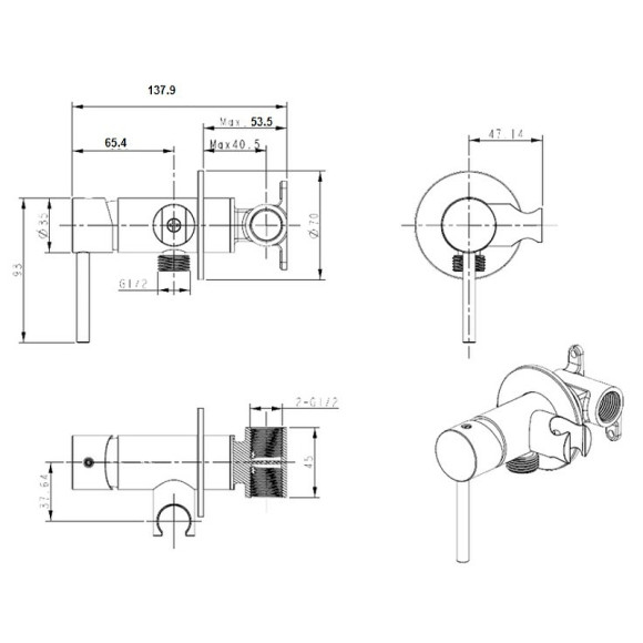 Гигиенический душ со смесителем Bronze de Luxe Scandi 701BR Бронза Гигиенический душ со смесителем Bronze de Luxe Scandi 701BR Бронза