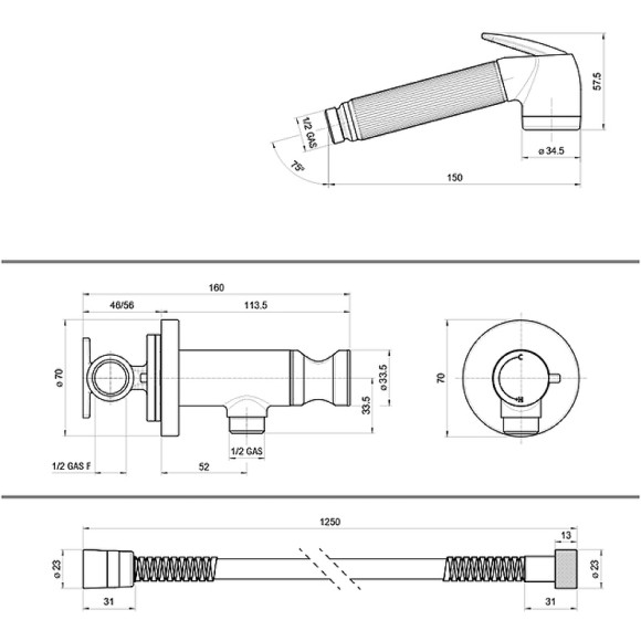 Гигиенический душ со смесителем Bossini Nikita E37008B.030 Хром Гигиенический душ со смесителем Bossini Nikita E37008B.030 Хром