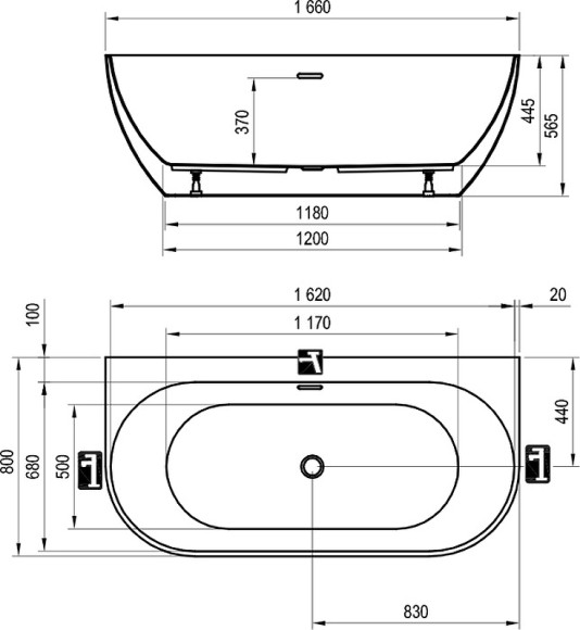 Акриловая ванна Ravak Freedom W 166x80 XC00100027 без гидромассажа Черная матовая Акриловая ванна Ravak Freedom W 166x80 XC00100027 без гидромассажа Черная матовая