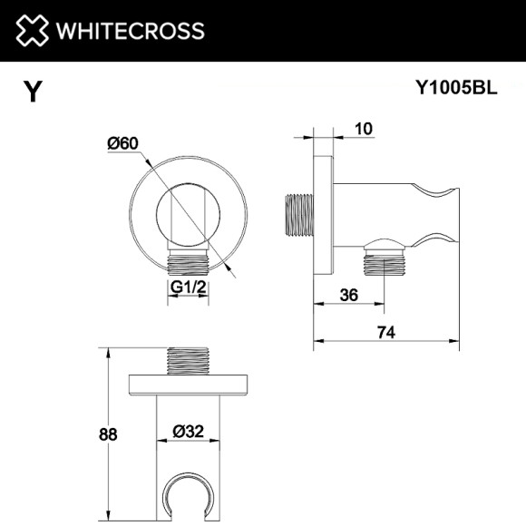 Шланговое подключение Whitecross Y black Y1005BL Черное матовое Шланговое подключение Whitecross Y black Y1005BL Черное матовое