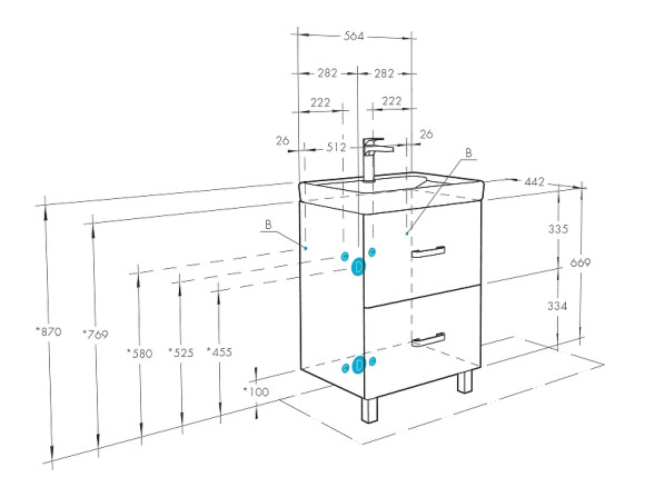 Тумба под раковину Aquaton Америна 56 Н 1A169201AM010 Белая глянцевая