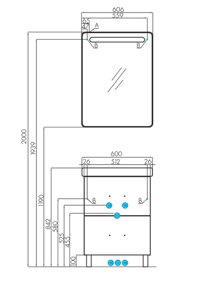 Тумба под раковину Aquaton Америна 56 Н 1A169201AM010 Белая глянцевая
