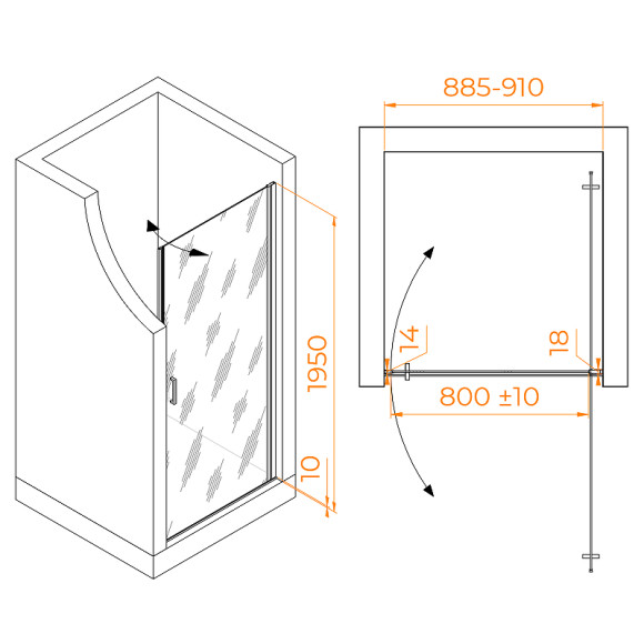Душевая дверь RGW Leipzig LE-003 90 351200309-11 профиль Хром стекло прозрачное