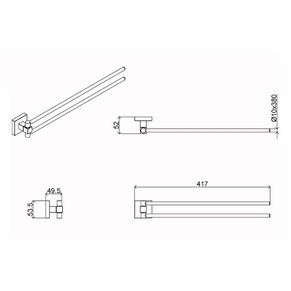 Полотенцедержатель Azario Rina AZ-87002A поворотный Хром Полотенцедержатель Azario Rina AZ-87002A поворотный Хром