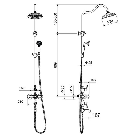 Душевая система Aquatek Классик AQ2543PG с термостатом Полированное золото Душевая система Aquatek Классик AQ2543PG с термостатом Полированное золото