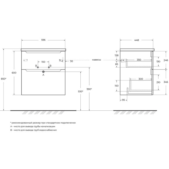 Тумба под раковину BelBagno Etna-H60 60 ETNA-H60-600-2C-SO-BL-P подвесная Bianco Lucido Тумба под раковину BelBagno Etna-H60 60 ETNA-H60-600-2C-SO-BL-P подвесная Bianco Lucido