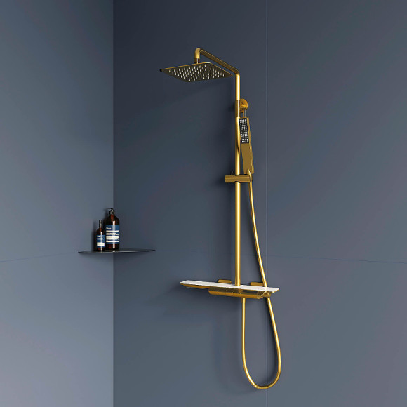 Душевая система RGW Shower Panels SP-34G 51140134-06 с термостатом Золото браш