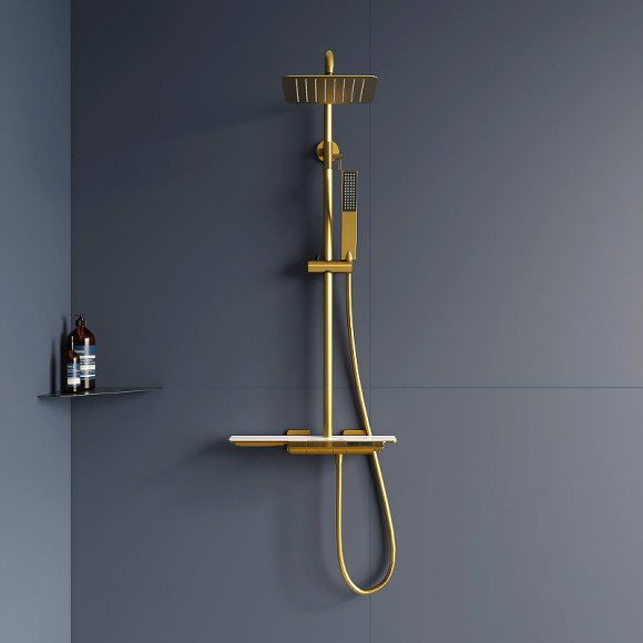 Душевая система RGW Shower Panels SP-34G 51140134-06 с термостатом Золото браш