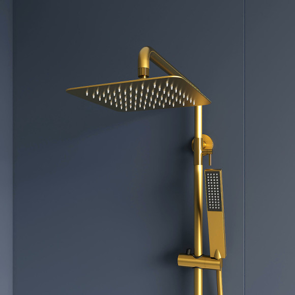 Душевая система RGW Shower Panels SP-34G 51140134-06 с термостатом Золото браш