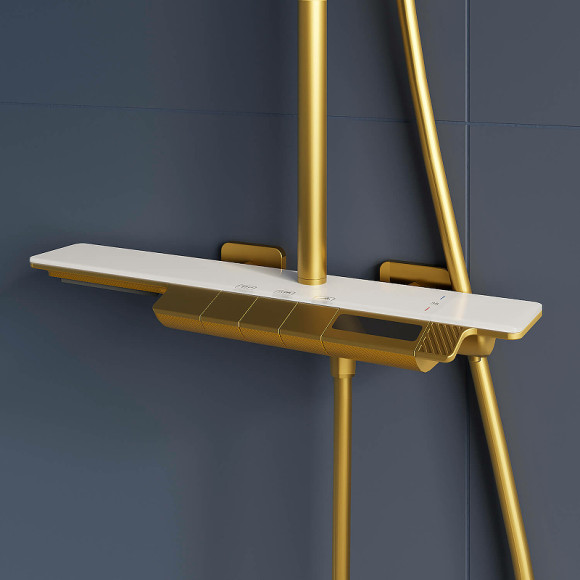 Душевая система RGW Shower Panels SP-34G 51140134-06 с термостатом Золото браш