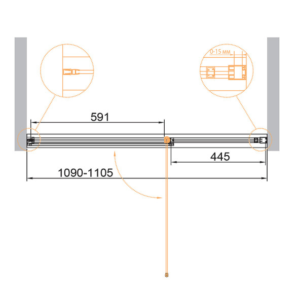 Душевая дверь Cezares Urban 110 URBAN-B-12-110-C-NERO профиль Черный матовый стекло прозрачное Душевая дверь Cezares Urban 110 URBAN-B-12-110-C-NERO профиль Черный матовый стекло прозрачное