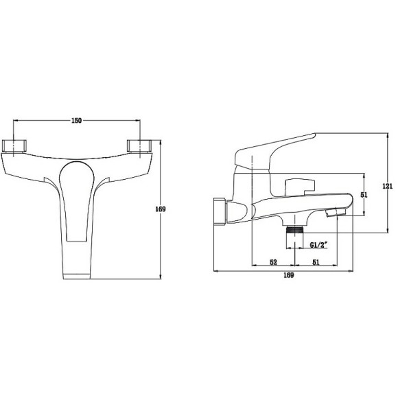 Смеситель для ванны Kaiser Eco 00022 Хром