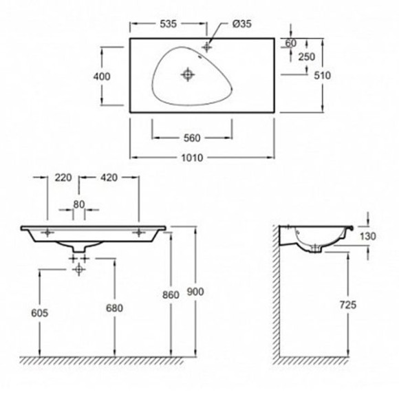 Раковина Jacob Delafon Nouvelle Vague 101 EXAQ112-Z-00 Белая глянцевая