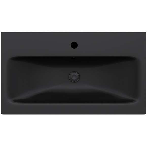 Комплект мебели для ванной AM.PM Gem 75 BK90GN подвесной Черный матовый со смесителем для раковины и аксессуарами