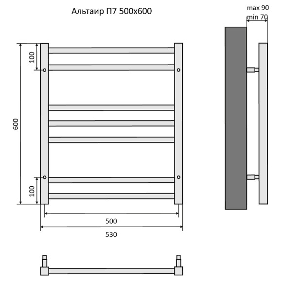 Водяной полотенцесушитель Aquatek Альтаир П7 500x600 AQ KK0760CH Хром Водяной полотенцесушитель Aquatek Альтаир П7 500x600 AQ KK0760CH Хром
