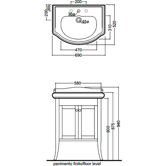 Тумба под раковину Kerasan Retro 60 735130 Белая матовая
