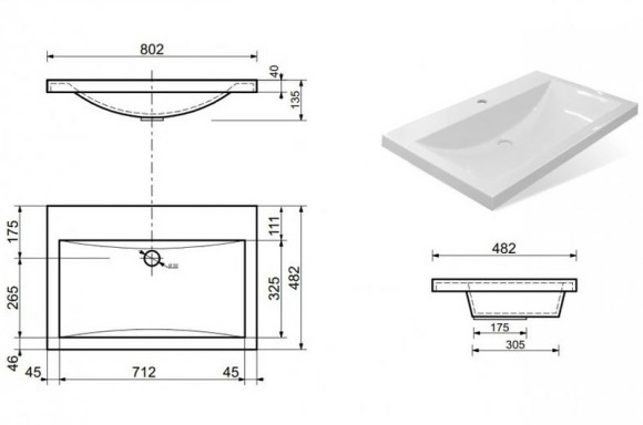 Раковина Эстет Монако 80 ФР-00002611 Белая