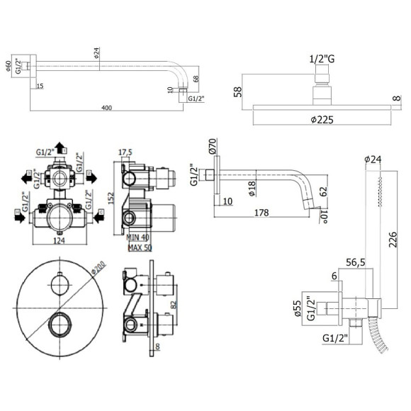Душевая система Paffoni Light KITLIQ019CR045 с термостатом Хром