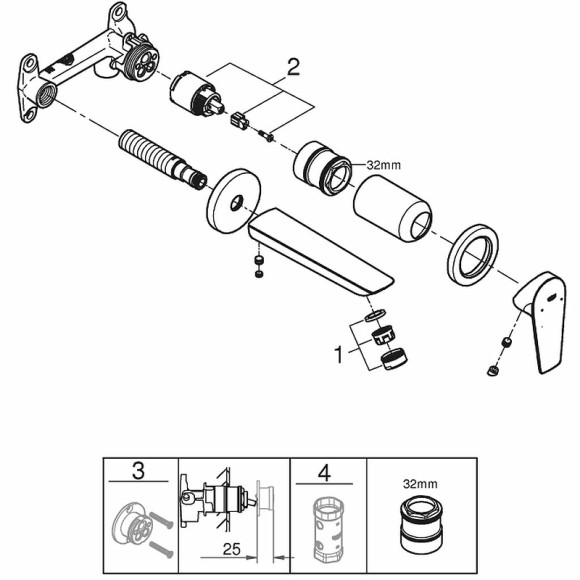 Смеситель для раковины Grohe BauEdge New 20474001 Хром